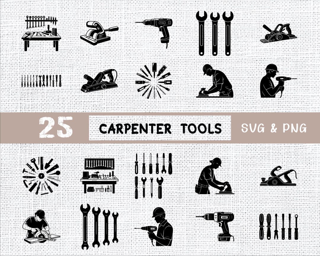 Carpenter Tools SVG Bundle: Woodworking Clipart, Handyman Designs ...