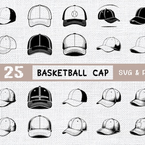 25 Baseballmütze SVG PNG Bundle | Handgezeichnete Trucker Hat Clipart für Cricut, Sublimation, Merch & DIY Projekte
