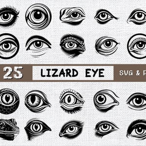 25 Lizard Eye SVG & PNG Bundle , Reptile Eye Clipart for Tattoos, T-Shirts, Stickers and Fantasy Art