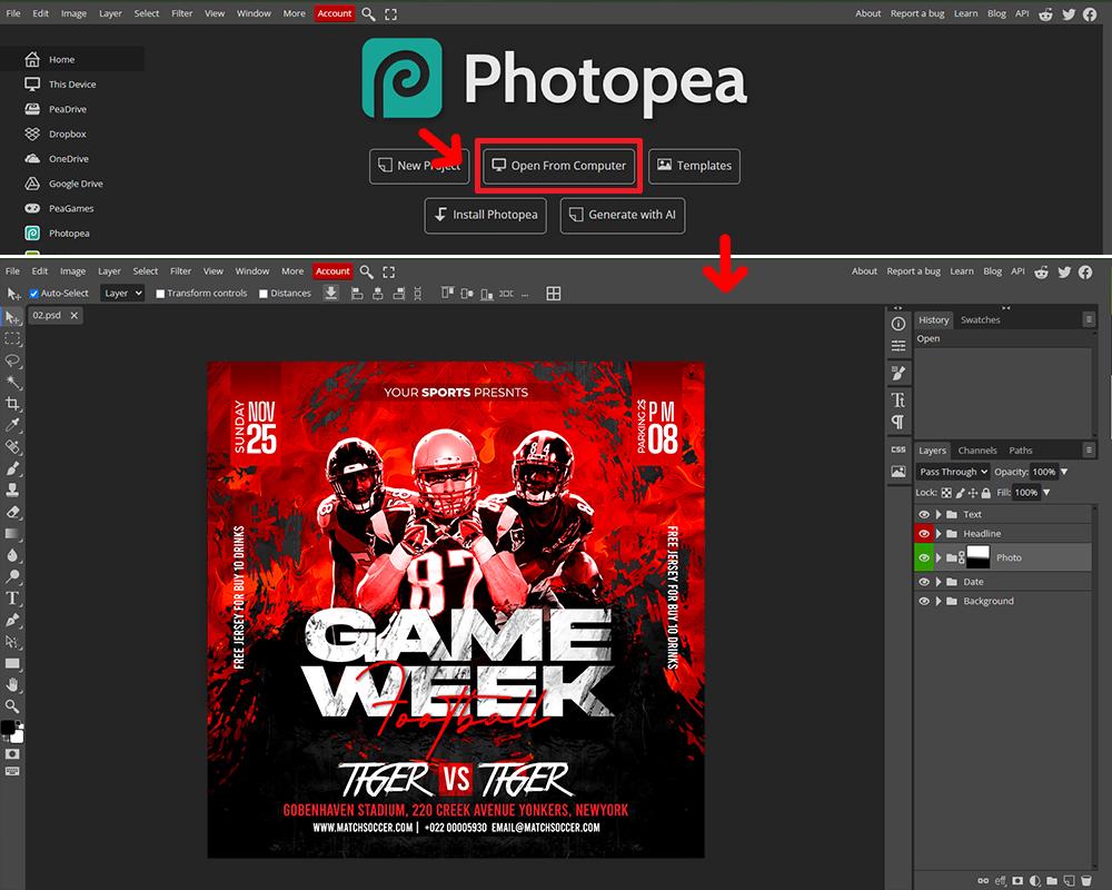 Game Week Football Flyer Template , Sports Event canva & psd - Etsy