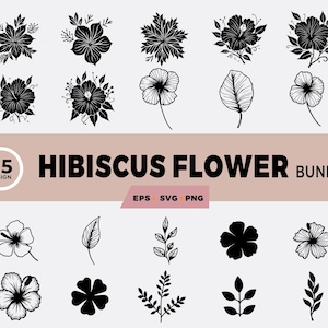 25 Hibiscus Flower SVG PNG Bundle | Tropical Flower Clipart for Cricut & Silhouette, Instant Download
