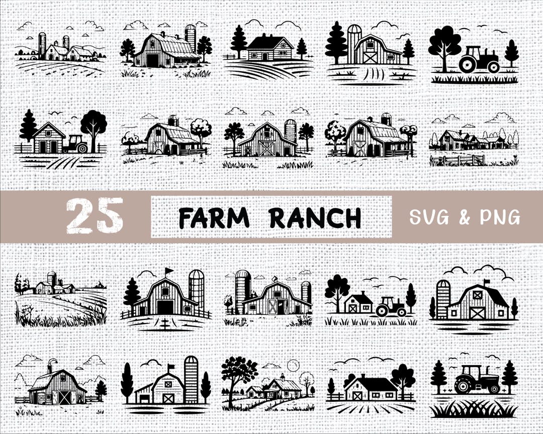 Farm Ranch SVG Bundle: Barn, Tractor, Country Life Designs (SVG, PNG ...