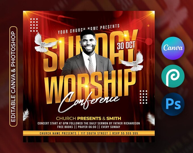 Holy Communion Church Flyer Template: Editable Canva & Photoshop Design ...