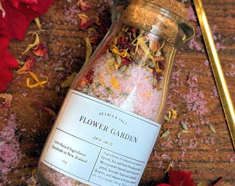 Flower Garden Bath Soak in Glass Jar, Romantic Floral Gift, Botanical Relaxation, Self-care, All Natural, Wedding favours, Bridesmaid Gifts