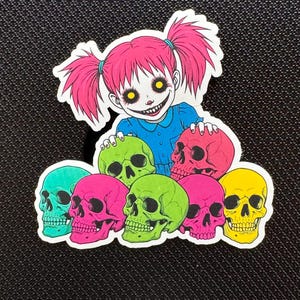 Adesivo in vinile con ragazza clown inquietante Adesivo fustellato Adesivo con personaggio horror divertente