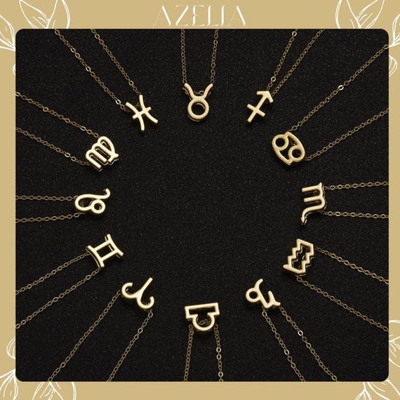 Collana con simbolo zodiacale in oro, ciondolo astrologico