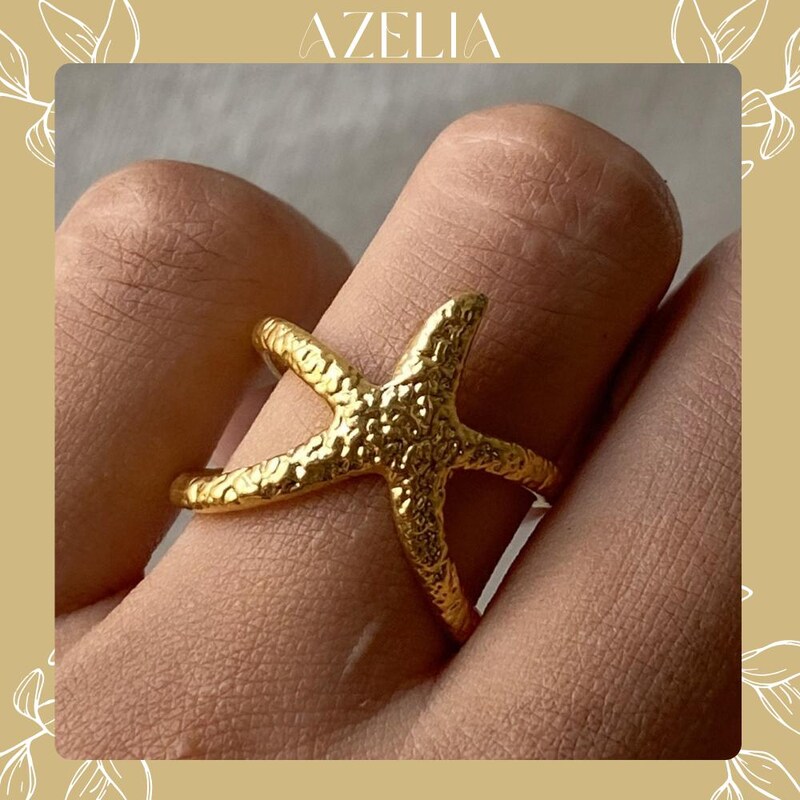 Starfish & Seashell Open Ring
