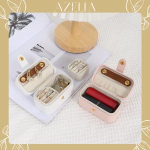 Mini portagioie da viaggio: piccolo organizer in pelle PU per anelli, orecchini e collane; custodia compatta; regalo per lei
