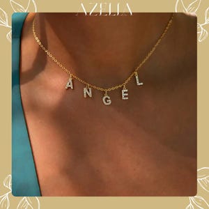 Collar con letras personalizado, colgante con nombre bañado en oro, dije inicial de cristal, joyería personalizada, regalo para mujeres, mamá, esposa, hermana, amiga