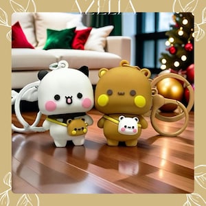 Llavero de oso kawaii / Lindo llavero de animal / Dije de bolso de panda de dibujos animados / Adorable llavero de silicona / Regalo para niños y amigos / Porta llaves
