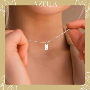Collar con barra inicial personalizada, colgante con letra personalizada, etiqueta minimalista de oro y plata, regalo elegante para ella, mamá, esposa o amiga