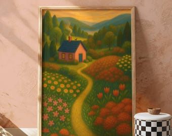 花の庭のイラスト抽象的な花の絵画花の抽象的なアートワークカラフルな