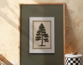 Vintage Tree Drawing, Botanical Forest Sketch Art (Digital Download)