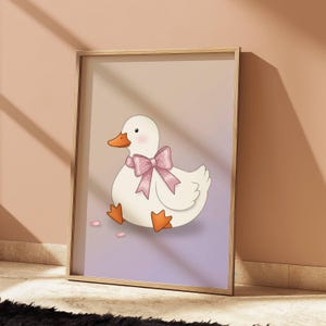 Silly Goose Nursery Print: Pink Bow Coquette Art (Digital Download)