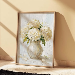 Vintage Hydrangea Painting: Botanical Farmhouse Wall Art (Digital Download)