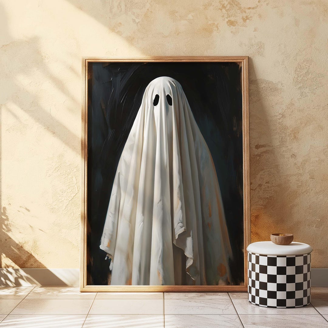 Vintage Ghost Oil Painting Print: Spooky Halloween Wall Art (digital ...