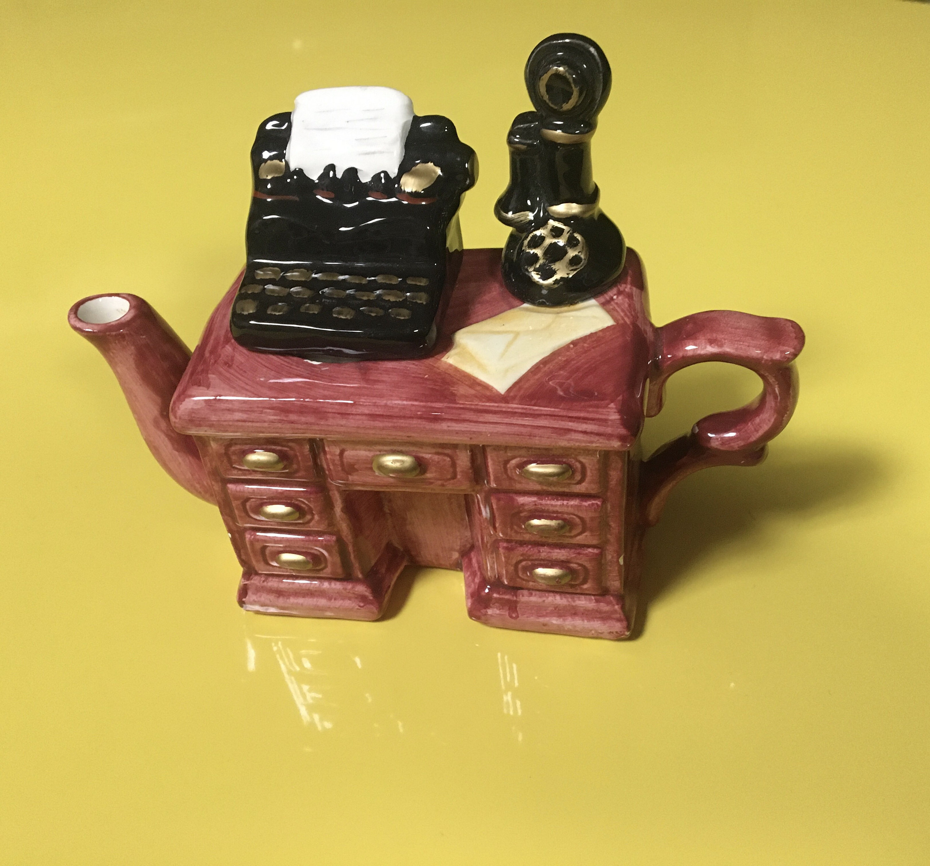 Typewriter Desk Teapot Etsy