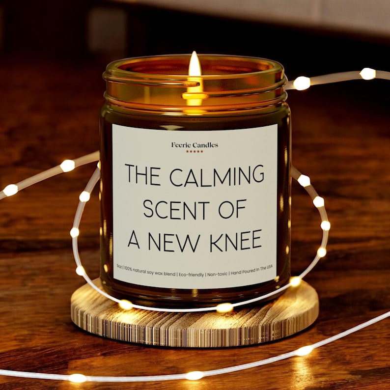 Knee Replacement Surgery Recovery Candle, Humorous Knee Surgery Gifts, Get Well Soon Present, Thoughtful Gift for Surgery Patient image 3
