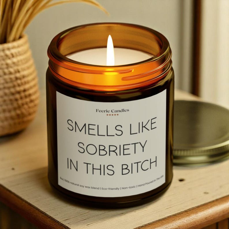 Sobriety Gift Candle One Year Sober Anniversary Milestone Recovery Encouragement Present for Her Him Soberversary Celebration Keepsake Gift image 2