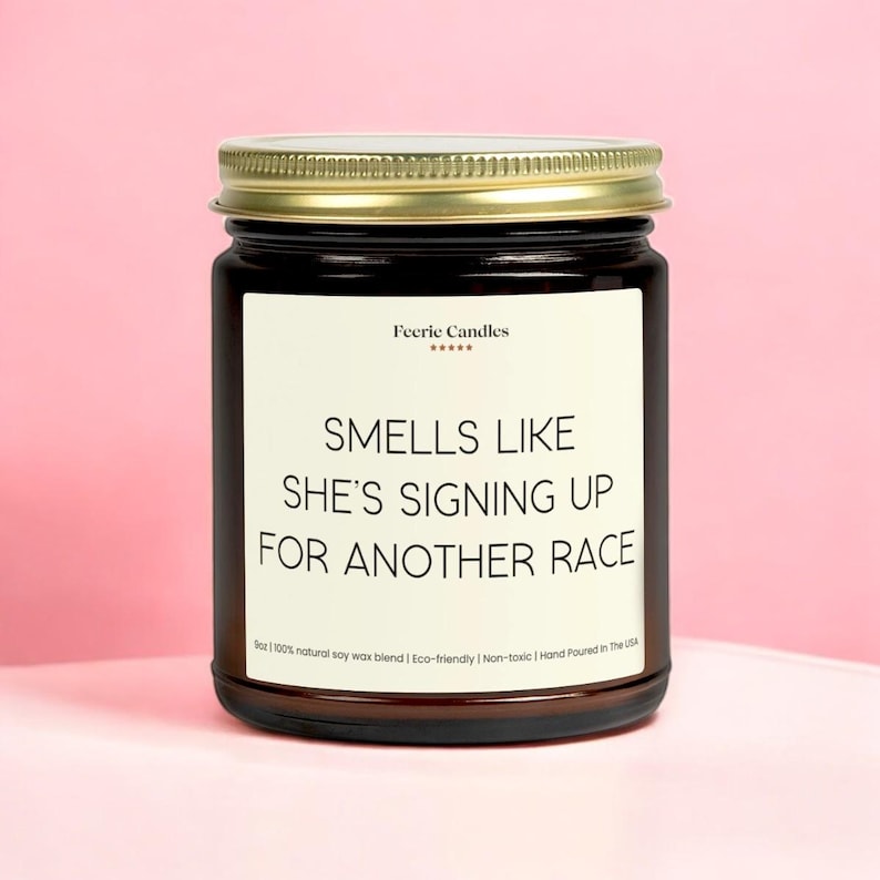 Custom Runner Gift Personalized Candle for Marathon Runner Funny 5K 10K Running Gift for Her Race Day Motivation Gift for Female Runners image 5