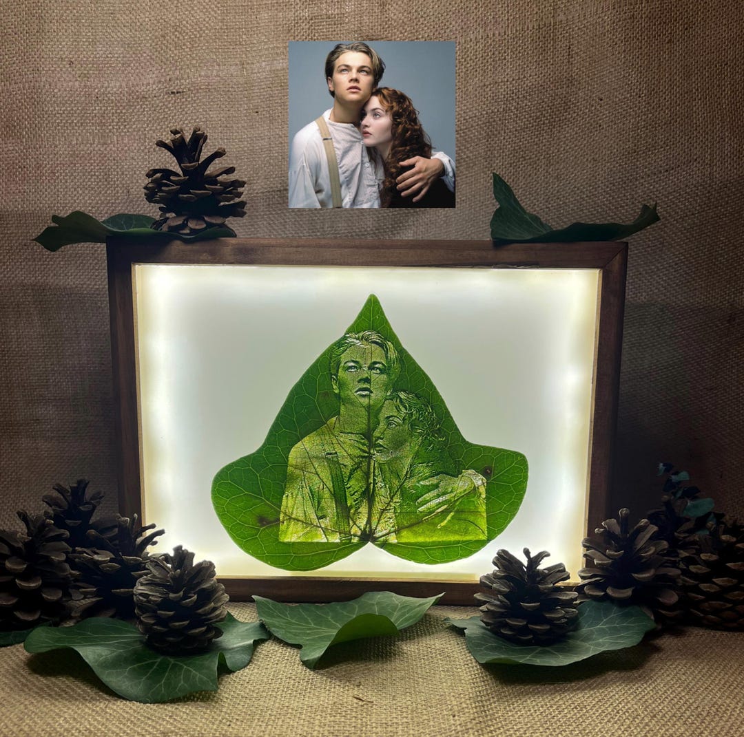Amfyn Custom Engraved Leaf Art – Personalized Portrait on Natural Leaf