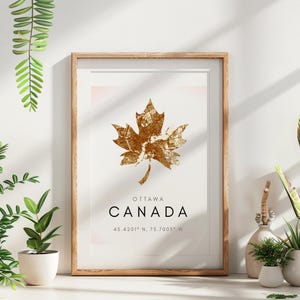 Ottawa Maple Leaf Map Print | Canada Wall Art