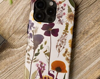 Voilet Pressed Flower Tough Phone Case - Customizable Personalizable, iPhone 16 15 14 13 12 11 Pro Max Plus Mini X Samsung Galaxy