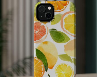Personalizable Citrus MagSafe Tough Case, Custom Cell Phone Cover, Citrus Design, Unique Gift for Her iPhone 16 15 14 13 Pro Max Plus Mini
