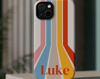 Retro Illusion Personalizable Magnetic Tough Case, Custom Phone Cover, Gift for Him Her, Birthday, iPhone 16 15 14 13 Pro Max Plus Mini