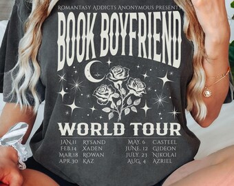 Book Boyfriend World Tour Unisex Comfort Colors Shirt, Reader Gift, Romantasy Shirt, Book Lovers Gift, Booktok Merch, Bookish Merch