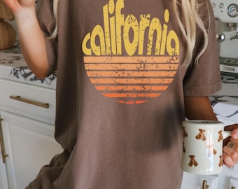 California Retro Sunset Unisex Comfort Colors Shirt, Multiple Colors, Vintage T-shirt, Summer Shirt, Graphic Tee