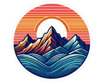 Mountain Sunset Sticker, Explore Adventure Vibe, Perfect for Laptops, Water Bottles, Journals, Travel Decor