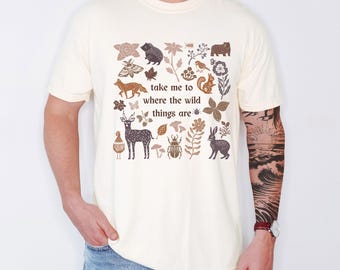 Where The Wild Things Are Comfort Colors Shirt - Multiple Colors, Gift for Her, Nature Lover Gift, Cottage Core, Woodland, Mushroom