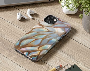 Abalone Shell Angel Wings Tough Phone Case - Customizable Personalizable, iPhone 16 15 14 13 12 11 Pro Max Plus Mini X Samsung Galaxy