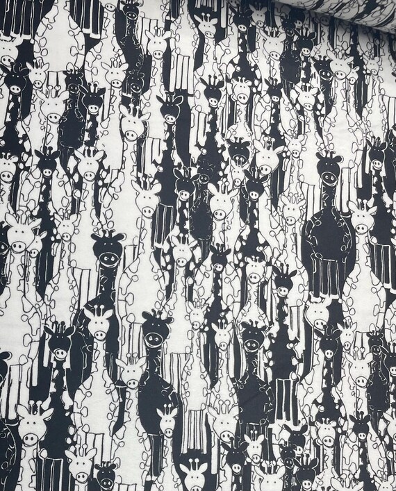 Giraffes black and white Flannel BTY