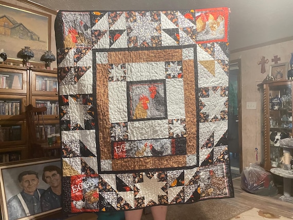 Chickens on the Farm. Throw size quilt