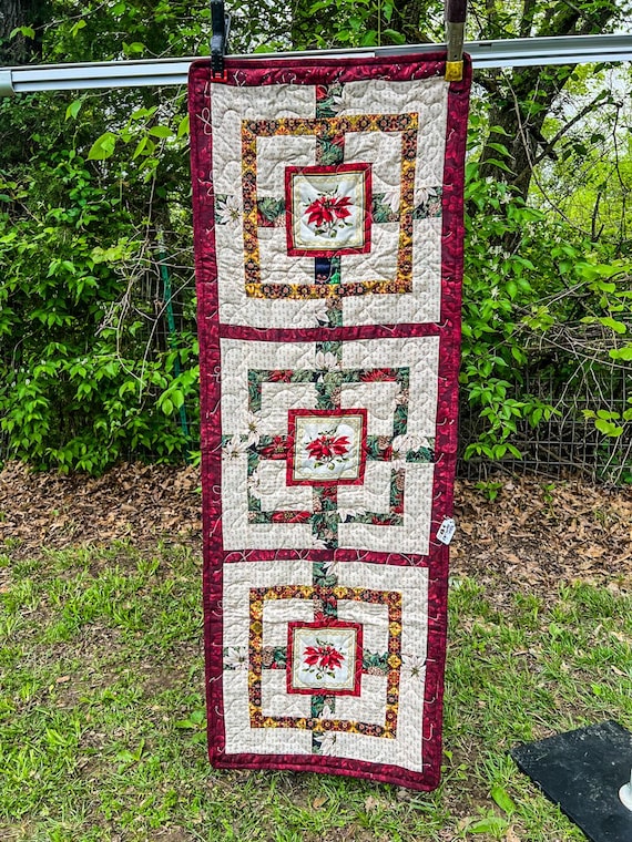 Poinsettia Elegant Table Runner