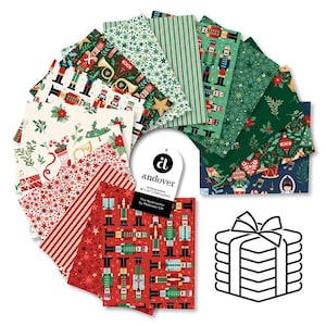 Paquete de 15 retales de tela "El Cascanueces" de Makower UK para Andover Fabrics / 15 retales