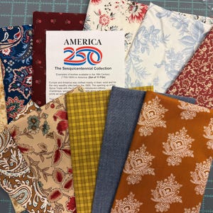 USA 250th Anniversary – 18th Century Reproduction Fat Quarter Bundle (11 FQs + Historical Essay)