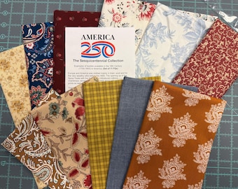 USA 250th Anniversary – 18th Century Reproduction Fat Quarter Bundle (11 FQs + Historical Essay)