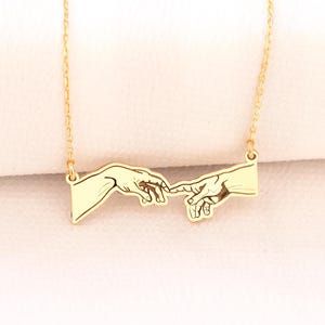 Michelangelo's Creation of Adam Necklace, Mother's Day Gift, Unique and Meaningful:Hand of God Giving Life to Adam Necklace, Renaissance Art