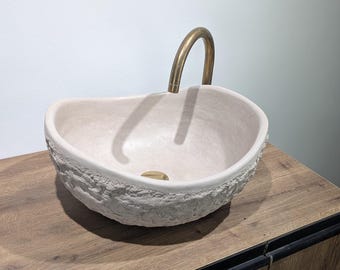 Artisan Morocco Round Rustic Vessel Sink made of Natural Clay Moroccan Tadelakt Vessel
