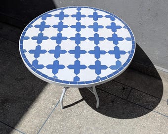 Custom Handcrafted Coffee Zellige Mosaic Table: Moroccan Ceramic Tile Table