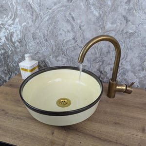 Handmade ceramic Wash Basin, Lovely Moroccan Ceramic Bowl, Handcrafted Counter Top Sink, Bathroom Round Modern Ceramic Sink