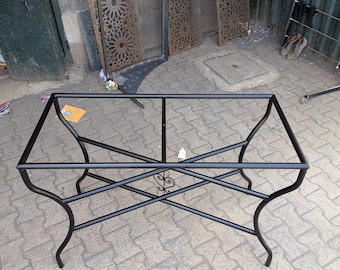 Handmade Moroccan Iron Table Legs: Rectangular Metal Dining Table