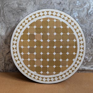 Round Caffee Moroccan Ceramic Table Top, Exquisite Royal Handcrafted Moroccan Zellige Mosaic Tile Tabletop  for Indoor & Outdoor