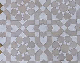 Handmade Moroccan Zellige Tile: 1 Square Foot, Indoor/Outdoor Mosaic