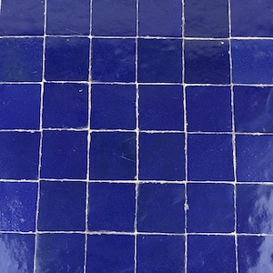 Royal Blue Zellige Tiles: 2&#39;&#39; Handmade Moroccan Bejmat, Indoor/Outdoor