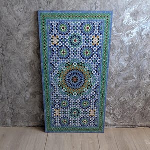 colorful Handmade Moroccan Mosaic Table Top: Zellige Tile, Indoor/Outdoor Tabletop