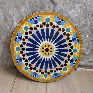 Special Design Round Caffee Moroccan Ceramic TableTop, Exquisite Moroccan Zellige Mosaic Tile Tabletop  for Indoor & Outdoor